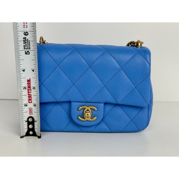 Chanel Mini Heart Chain Flap Bag Blue Caviar Leather D-7 - Picture 12 of 16